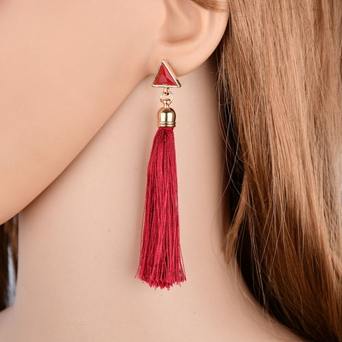 9CM Long Women Fashion Rhinestone Earrings Tassel Dangle Boho Fringe Drop