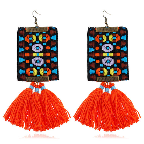 Womens Fashion Bohemian Earrings Long Tassel Fringe Boho Dangle Earrings Jewelry